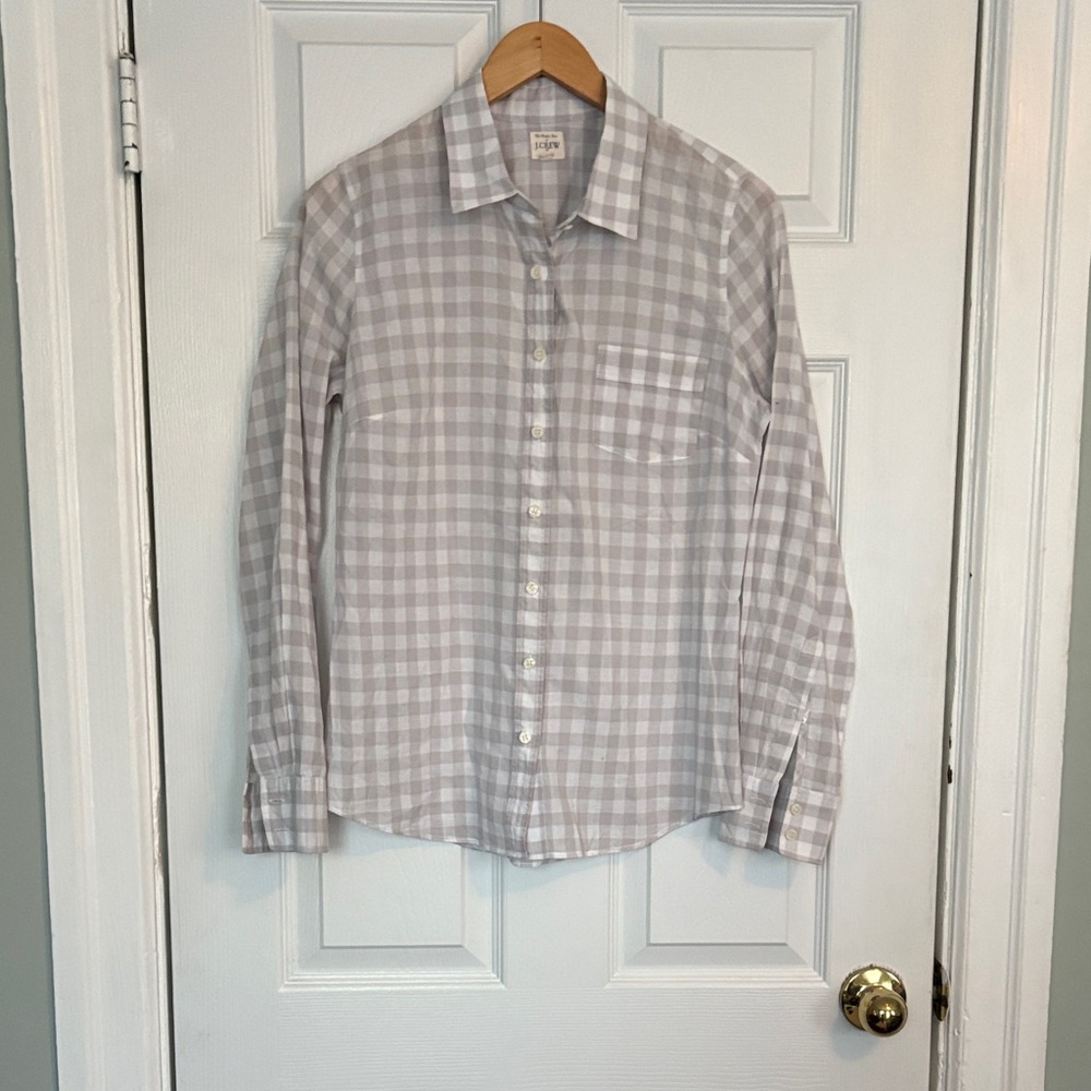 J. Crew “perfect shirt” Gray Checkered Women’s Shirt